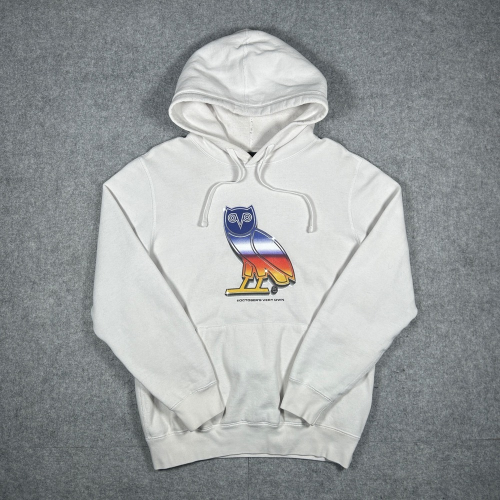 OVO October's Very Own Hoodie Mens XS White Chrome Owl Logo Drake Streetwear